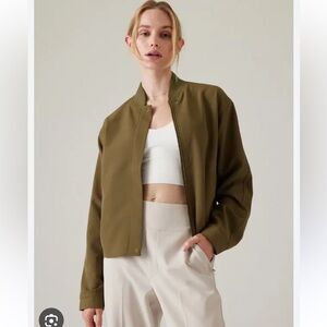 Athleta Endless bomber jacket, acacia olive